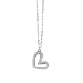 Silver Sparkling Heart Outline Pendant