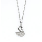 Elegant Silver Swan Pendant with Sparkling Gemstones