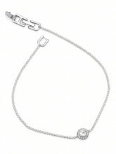 Minimalist Silver Anklet with Crystal Centerpiece