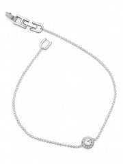 Minimalist Silver Anklet with Crystal Centerpiece