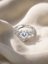 AXORA LIFE 925 Sterling Silver Adjustable Pear CZ Floral Leaf Ring