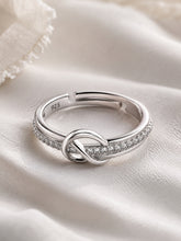 AXORA LIFE 925 Sterling Silver Adjustable Knot Ring with CZ Stones