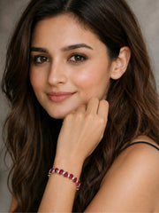 Silver Pink Triangle-Cut Zircon Bracelet