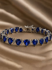 Silver Blue Triangle-Cut Zircon Bracelet