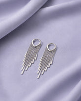 Long Silver Waterfall Dangle Earrings