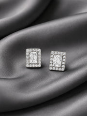 Silver Ruby Glow Stud Earrings