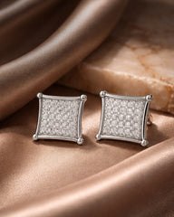 Elegant Silver Square Stud Earrings