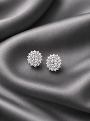 Silver Ruby Radiance Stud Earrings