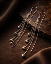 Silver Crystal Drop Threader Earrings