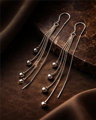 Silver Crystal Drop Threader Earrings