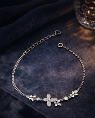 Sparkling Butterfly Charm Silver Bracelet