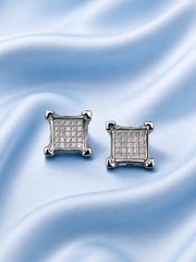Silver Zircon Square Elegance Studs