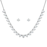 Silver Necklace & Earring Set with Teardrop Stones (Big Stone)