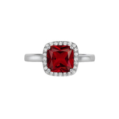 Premium Sterling Silver Jewellery Set with Square Ruby Red Stones