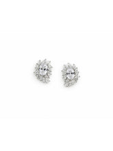 925 Sterling Silver Sparkling Floral Stud Earrings