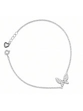925 Sterling Silver Butterfly Charm Bracelet with Heart Detail