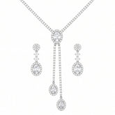 925 Sterling Silver Oval Stone Necklace Set