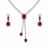 925 Sterling Silver Ruby Red Necklace Set