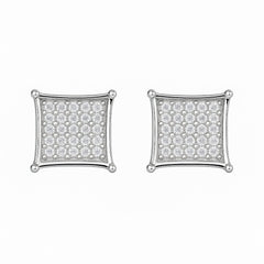 Elegant Silver Square Stud Earrings