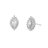925 Sterling Silver like Marquise Halo CZ Stud Earrings