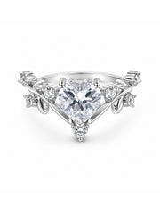 AXORA LIFE 925 Sterling Silver Adjustable Pear CZ Floral Leaf Ring
