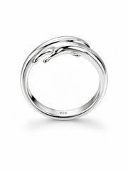 AXORA LIFE 925 Sterling Silver Hug Ring Adjustable Open Band Ring