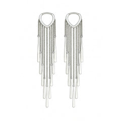 Long Silver Waterfall Dangle Earrings