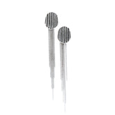 Modern Textured Oval Silver Earrings with Multi-Chain Fringe