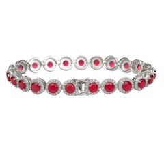 Silver Pink Bezel-Set Zircon Bracelet