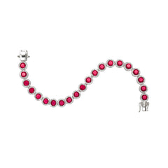 Silver Pink Bezel-Set Zircon Bracelet