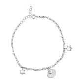 Dainty Crystal Charm Silver Bracelet