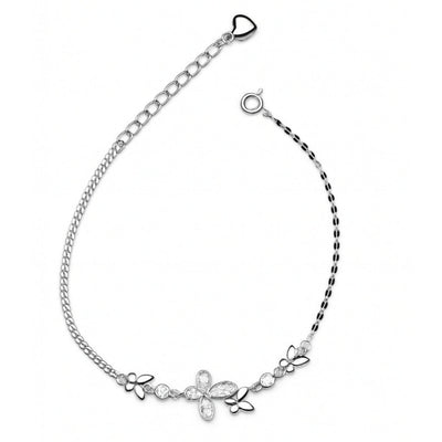 Sparkling Butterfly Charm Silver Bracelet