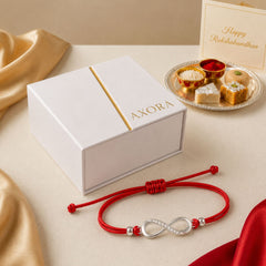 AXORA LIFE 925 Sterling Silver Heart Infinity Rakhi For Brother