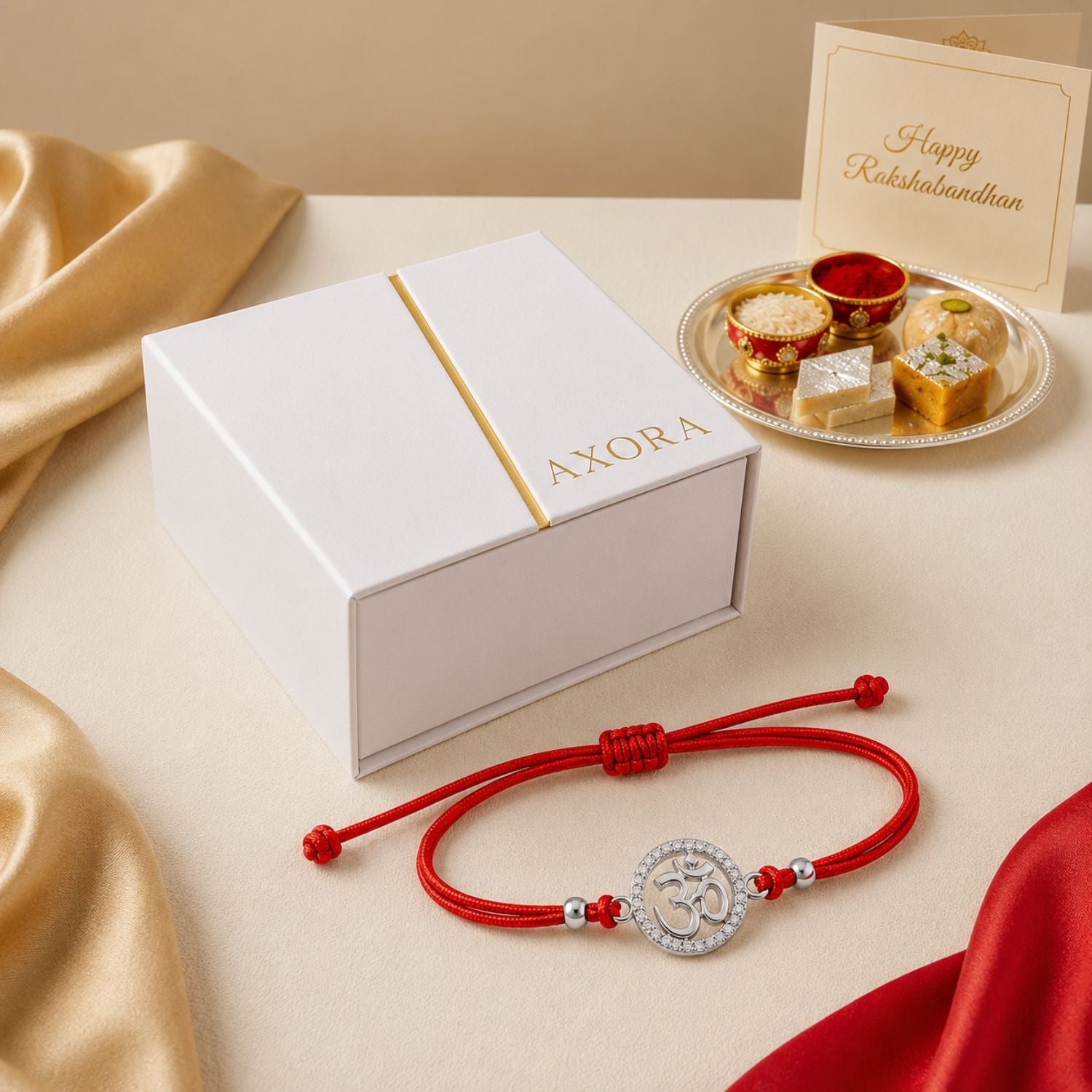 AXORA LIFE 925 Sterling Silver Om Rakhi For Brother