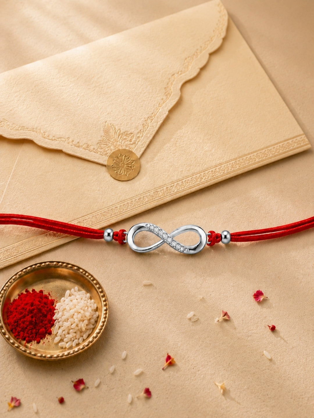 AXORA LIFE 925 Sterling Silver Heart Infinity Rakhi For Brother