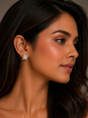 Silver Zircon Square Elegance Studs