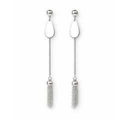 Silver Tassel Shine Drop Earrings