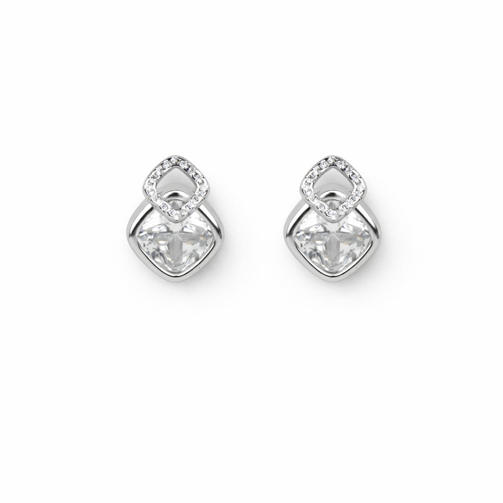 Silver Emerald Glow Stud Earrings