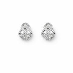 Silver Emerald Glow Stud Earrings