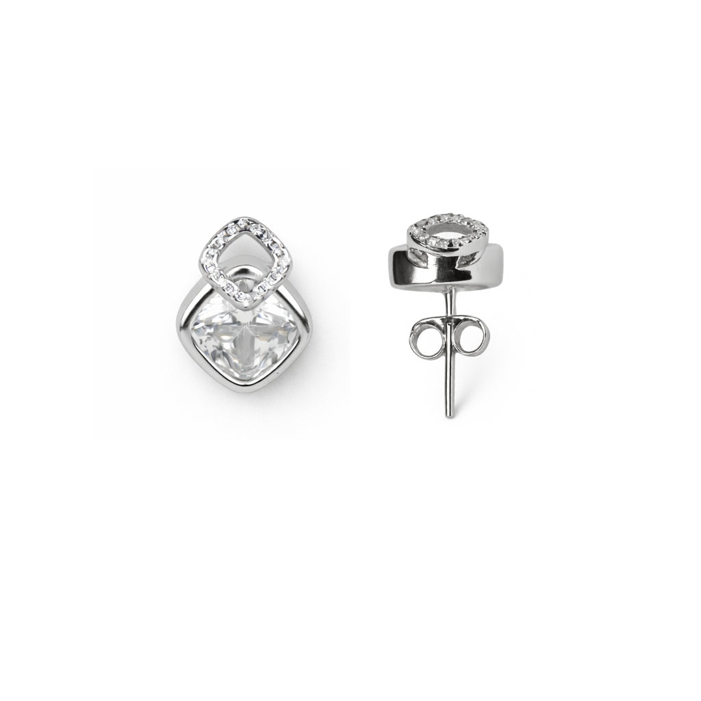 Silver Emerald Glow Stud Earrings