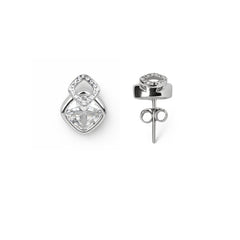 Silver Emerald Glow Stud Earrings