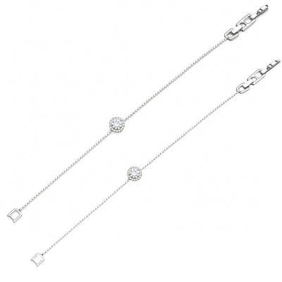 Minimalist Silver Anklet with Crystal Centerpiece