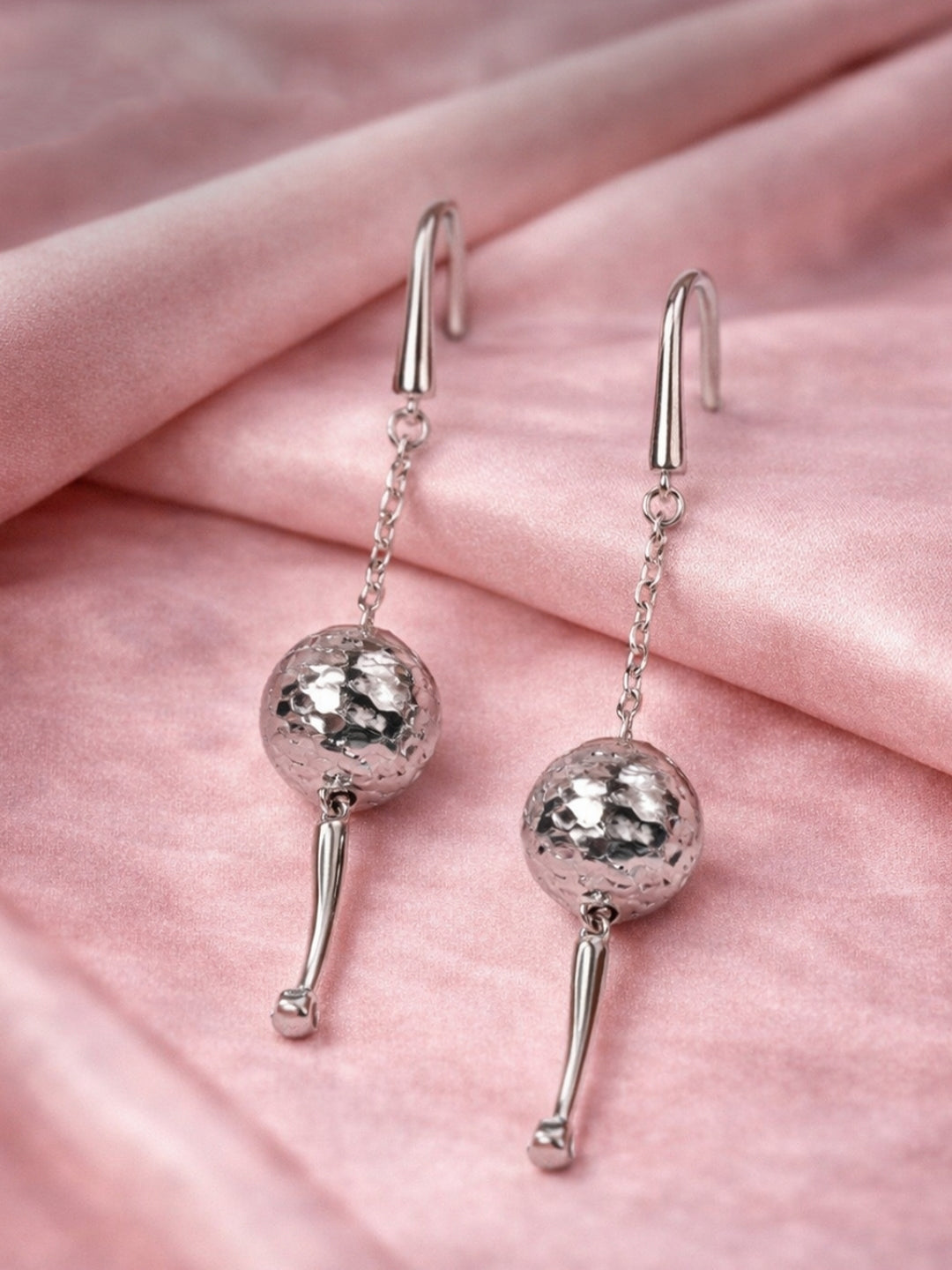 Silver 925 Sphere Dangle Earrings