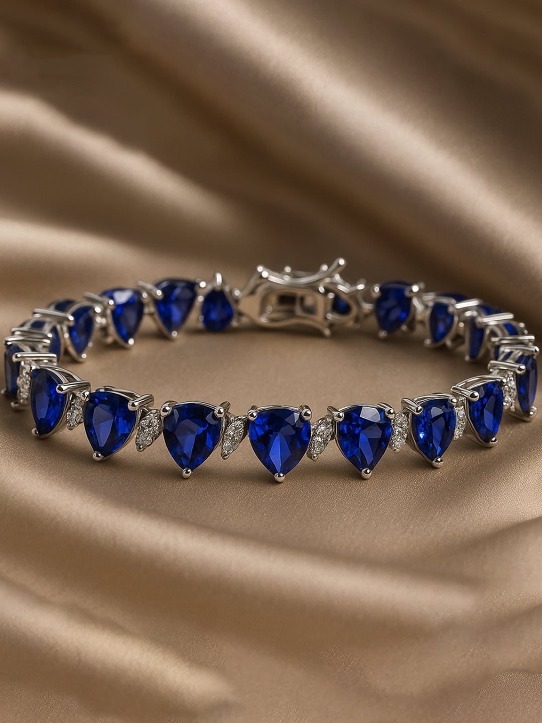 Silver Blue Triangle-Cut Zircon Bracelet