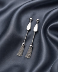 Silver Tassel Shine Drop Earrings