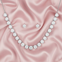Silver Necklace & Earring Set with Teardrop Stones (Big Stone)