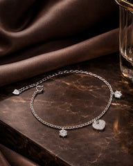 Dainty Crystal Charm Silver Bracelet