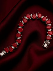 Silver Pink Triangle-Cut Zircon Bracelet