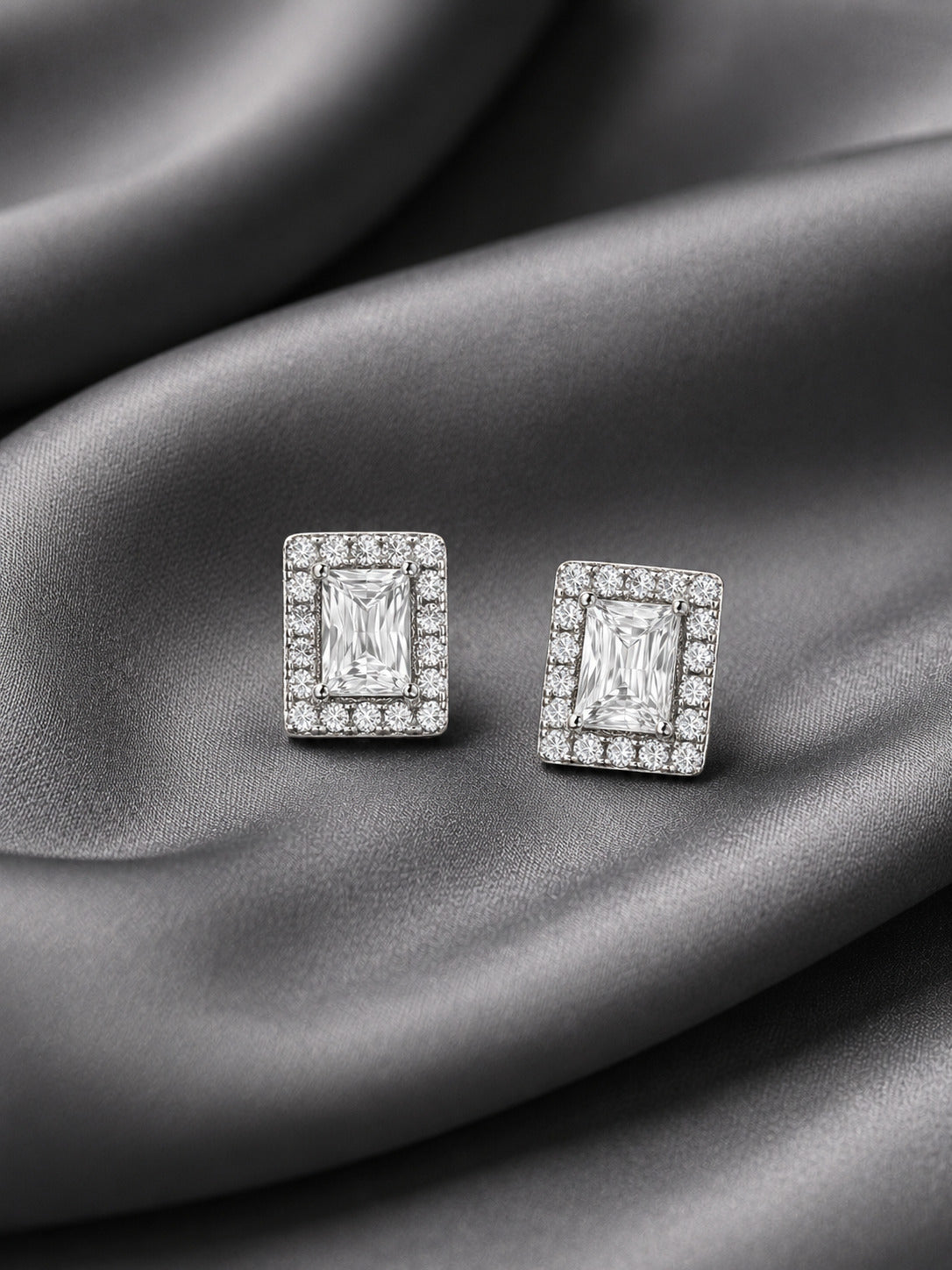 Silver Ruby Glow Stud Earrings