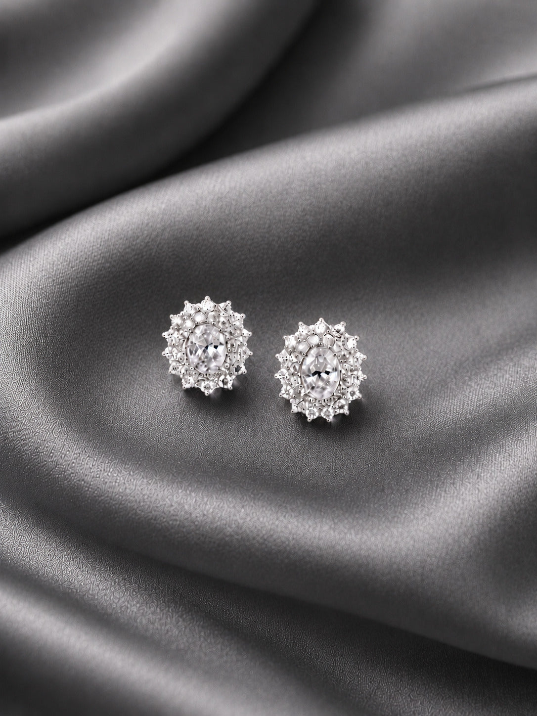 Silver Ruby Radiance Stud Earrings